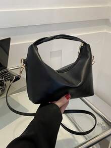 Mini Hobo Bag Black Minimalist Top Handle For Daily - Black - View 2