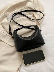 Mini Hobo Bag Black Minimalist Top Handle For Daily - Black - View 7