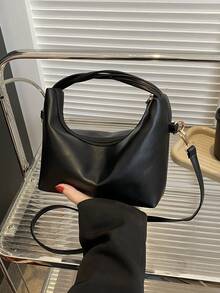 Mini Hobo Bag Black Minimalist Top Handle For Daily - Black - View 8