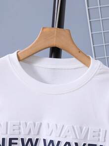 SHEIN 男孩字母圖案運動衫 - 白色 - 查看 5