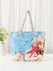 Graphic Pattern Shoulder Tote Bag Large Capacity For Vacation - Multicolor - View 1