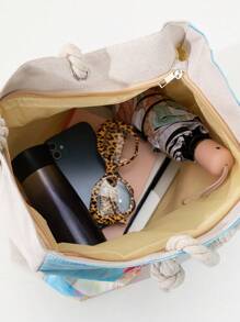 Graphic Pattern Shoulder Tote Bag Large Capacity For Vacation - Multicolor - View 4