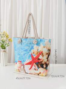 Graphic Pattern Shoulder Tote Bag Large Capacity For Vacation - Multicolor - View 5