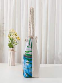 Graphic Pattern Shoulder Tote Bag Large Capacity For Vacation - Multicolor - View 3