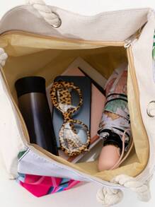 Graphic Pattern Shoulder Tote Bag Large Capacity For Vacation - Multicolor - View 5