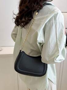 小流浪包黑色時尚鏈條帶 - 黑色 - 查看 3