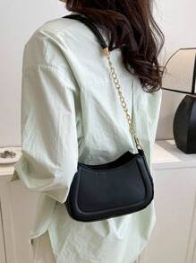 小流浪包黑色時尚鏈條帶 - 黑色 - 查看 4