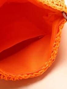 Một màu trơn tươi mát và đơn giản Túi rơm mùa hè Túi đeo chéo thông thường dành cho nữ - trái cam - Xem 6