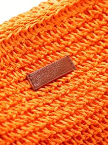 Một màu trơn tươi mát và đơn giản Túi rơm mùa hè Túi đeo chéo thông thường dành cho nữ - trái cam - Xem 8