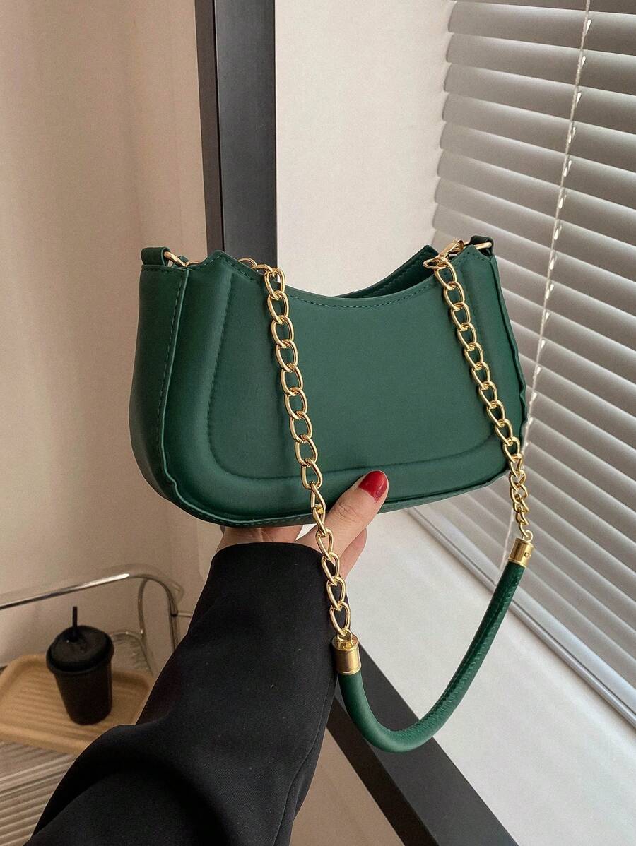 小號流浪包深綠色時尚鏈帶