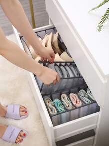 家用的人工製品男士和女性內衣胸罩收納袋可折疊的灰色的網紗線格 - 深灰色 - 查看 1