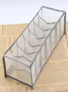 家用的人工製品男士和女性內衣胸罩收納袋可折疊的灰色的網紗線格 - 深灰色 - 查看 2