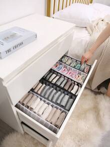 家用的人工製品男士和女性內衣胸罩收納袋可折疊的灰色的網紗線格 - 深灰色 - 查看 4