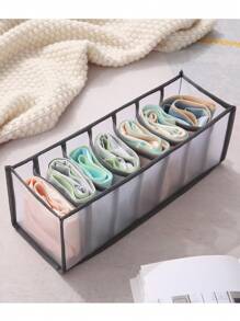 家用的人工製品男士和女性內衣胸罩收納袋可折疊的灰色的網紗線格 - 深灰色 - 查看 6