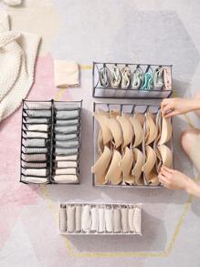 家用的人工製品男士和女性內衣胸罩收納袋可折疊的灰色的網紗線格 - 深灰色 - 查看 7