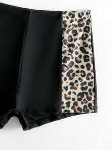 Conjunto de bikini con estampado de leopardo para playa de verano - Negro - Ver 3