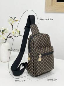 幾何圖案單肩包，Pu皮革胸包，戶外旅行時尚斜挎包 - 彩色 - 查看 5