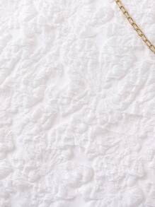 SHEIN 少女提花蝴蝶結細節無袖連衣裙 - 白色 - 查看 5