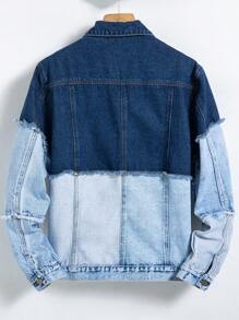 Manfinity EMRG Nam Áo khoác denim Bông Hai âm Xén Thô Without Tee - Màu xanh lam - Xem 2