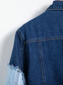 Manfinity EMRG Nam Áo khoác denim Bông Hai âm Xén Thô Without Tee - Màu xanh lam - Xem 4