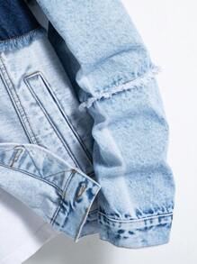 Manfinity EMRG Nam Áo khoác denim Bông Hai âm Xén Thô Without Tee - Màu xanh lam - Xem 5