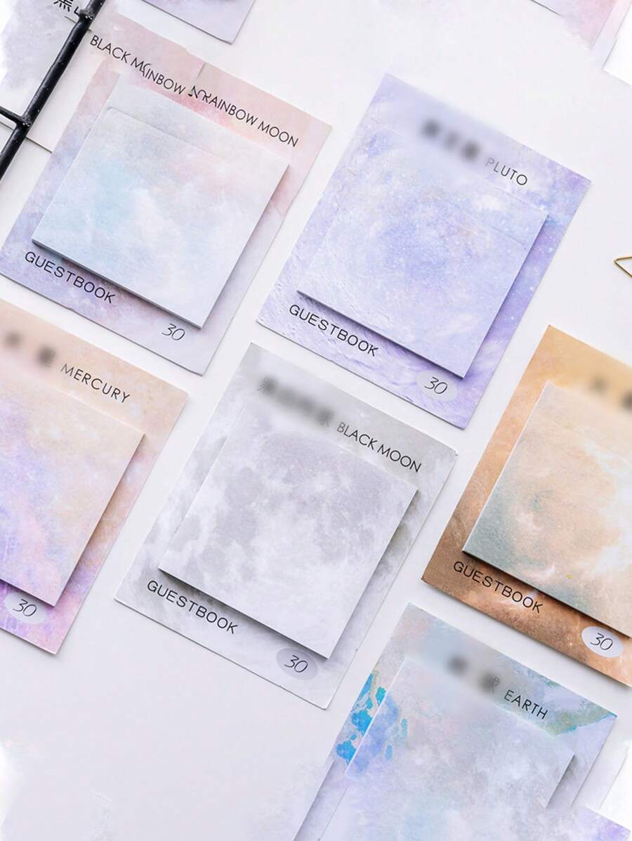 6pcs Graphic Print Sticky Note, Modern Self-stick Pad For Students ...
