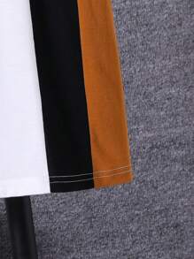 SHEIN Boys Antler Print Colourblock Striped Trim Polo Shirt - White - View 4