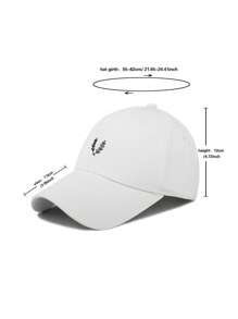1 pieza Gorra de béisbol de moda para hombre con bordado de hojas para la vida cotidiana informal - Blanco - Ver 3
