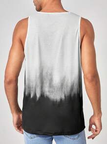 Manfinity RSRT Men Letter Graphic Tie Dye Tank Top - Black and White - View 3