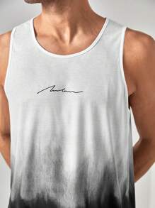 Manfinity RSRT Men Letter Graphic Tie Dye Tank Top - Black and White - View 4