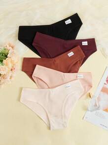 5 piezas Bragas liso tejido de canalé - Multicolor - Ver 1