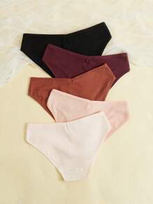 5 piezas Bragas liso tejido de canalé - Multicolor - Ver 2