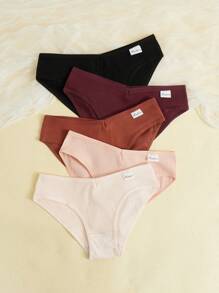 5 piezas Bragas liso tejido de canalé - Multicolor - Ver 3