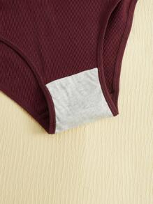 5 piezas Bragas liso tejido de canalé - Multicolor - Ver 5