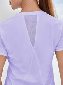 SHEIN Sports Breathable Softness Solid Sports Tee Gym Women Shirts - Lilac Purple - View 6