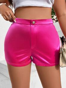Flirla Plus High Waist Shorts - Hot Pink - View 1