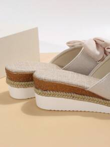 Mujer Sandalias con diseño de lazo cuña poliéster vacación - Beis - Ver 7
