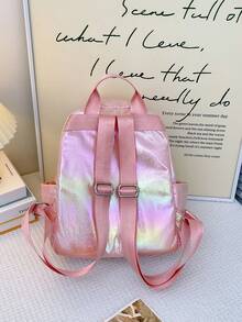 Funky Pink Fashion Backpack Pu With Zipper - Pink - View 4