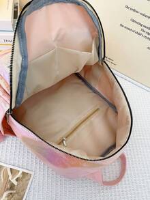 Funky Pink Fashion Backpack Pu With Zipper - Pink - View 5