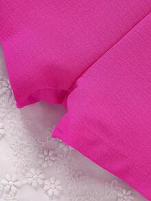 嬰兒挖肩荷葉邊腰帶連身短褲 - 玫紅色 - 查看 5