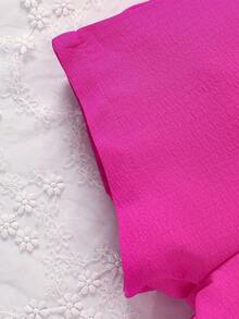 嬰兒挖肩荷葉邊腰帶連身短褲 - 玫紅色 - 查看 6