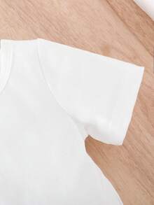 Bebé niño Camisa con estampado de dinosaurio & Shorts & Camiseta - Blanco y Negro - Ver 7