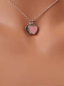 Dây chuyền mặt trái tim đôi - Nhiều màu - Xem 3