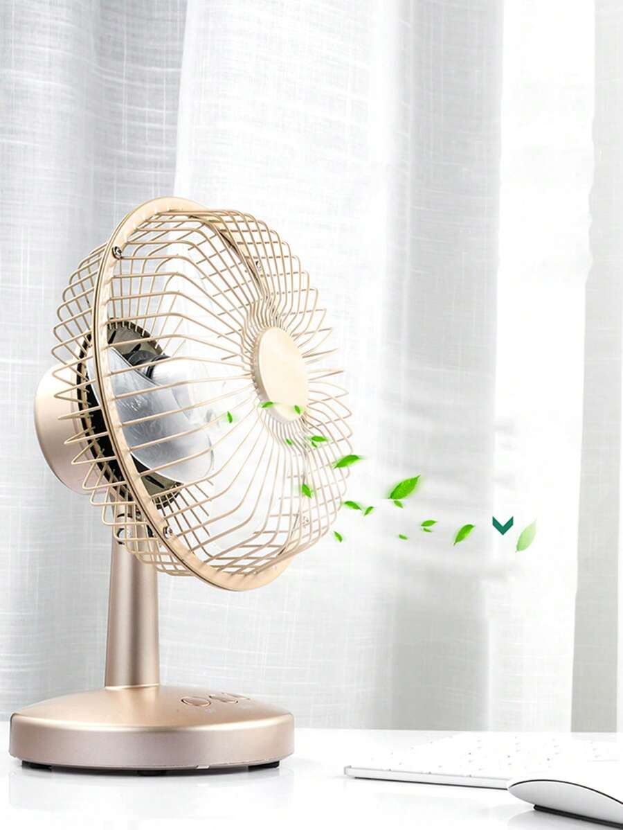 1 pieza Ventilador de escritorio ABS escritorio moderno ajustable para casa - Champán - Ver 1