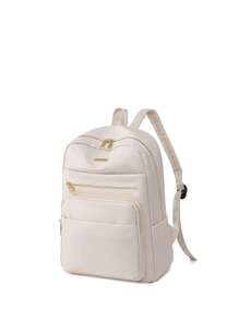 Ba lô thời trang bỏ túi tối giản có dây kéo - Màu be - Xem 2