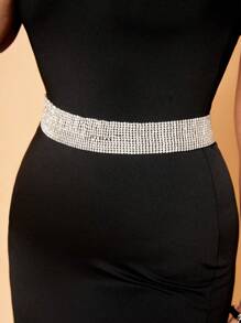 SHEIN SXY Rhinestone Decor Belt - Silver - View 3