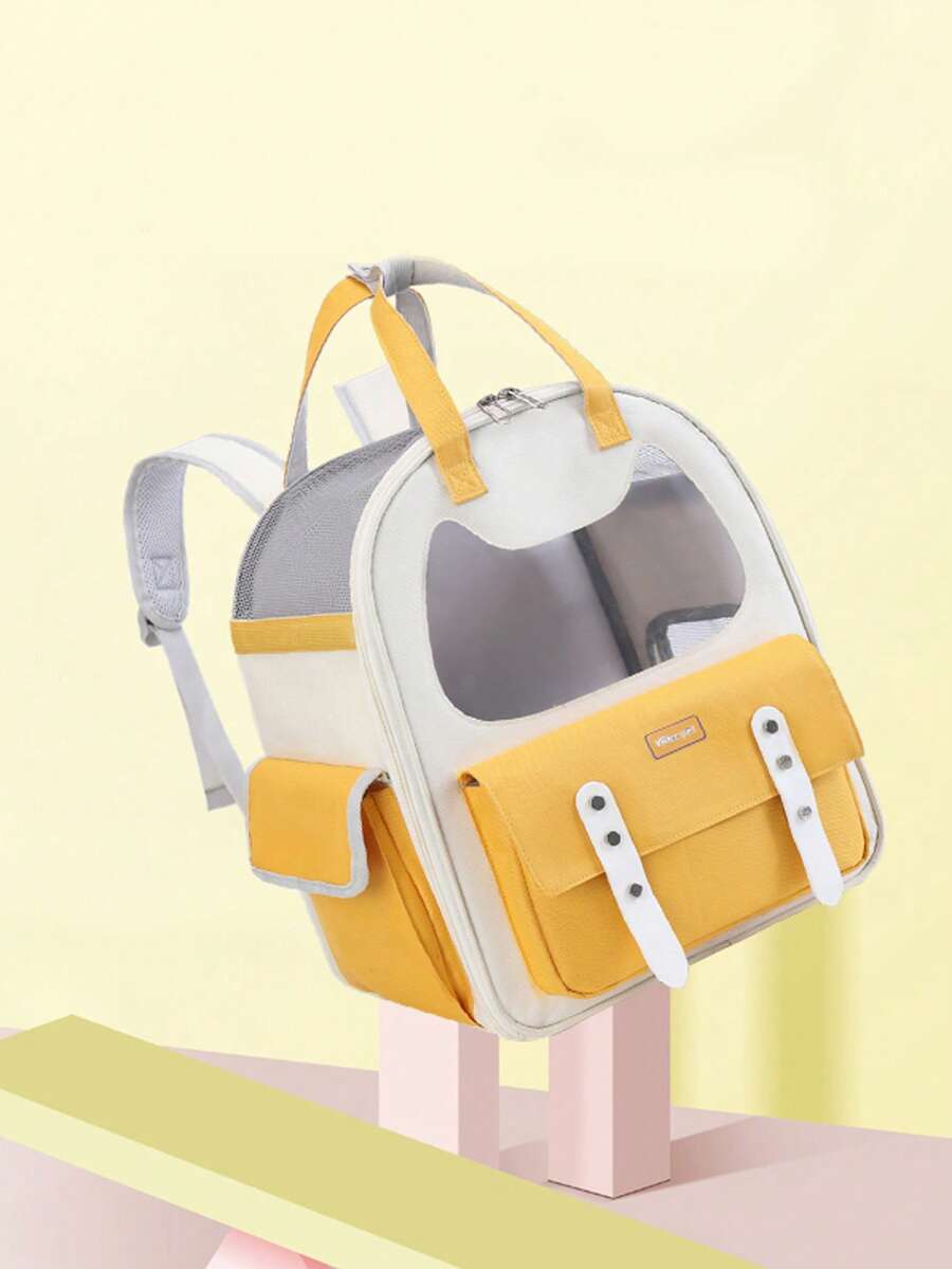 1pc Portable Pet Carrier Bag For Dog For Outdoor - Yellow - View 1