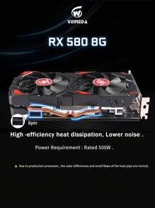 Tarjeta Gráfica Veineda Radeon Rx 580 De 8 Gb, Tarjeta De Vídeo Para Juegos, Gddr5 De 256 Bits, Gpu Amd Rx580, Pcie 3,0, Para Ordenador De Sobremesa Entusiasta - Burdeos - Ver 7