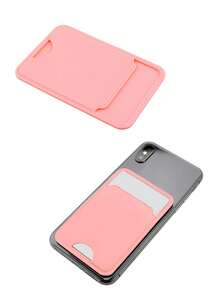 Solid Color Adhesive Card Holder Bag - Pink - View 2
