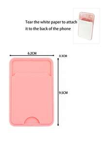 Solid Color Adhesive Card Holder Bag - Pink - View 3